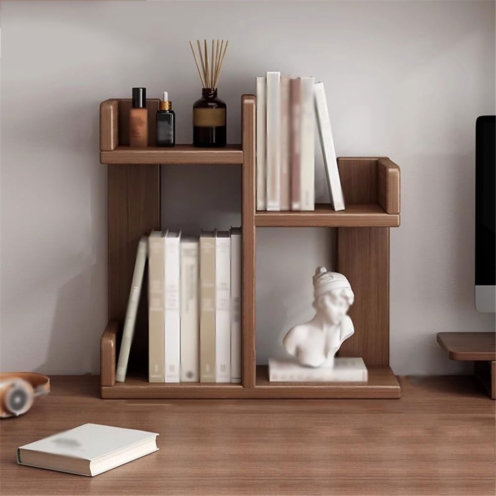 Estante para Libros Estante Organizador de Escritorio Madera, Estante Almacenamiento apilable 2 Niveles, for el hogar, Mesa Comedor, Cocina o Estudio, exhibición Independiente