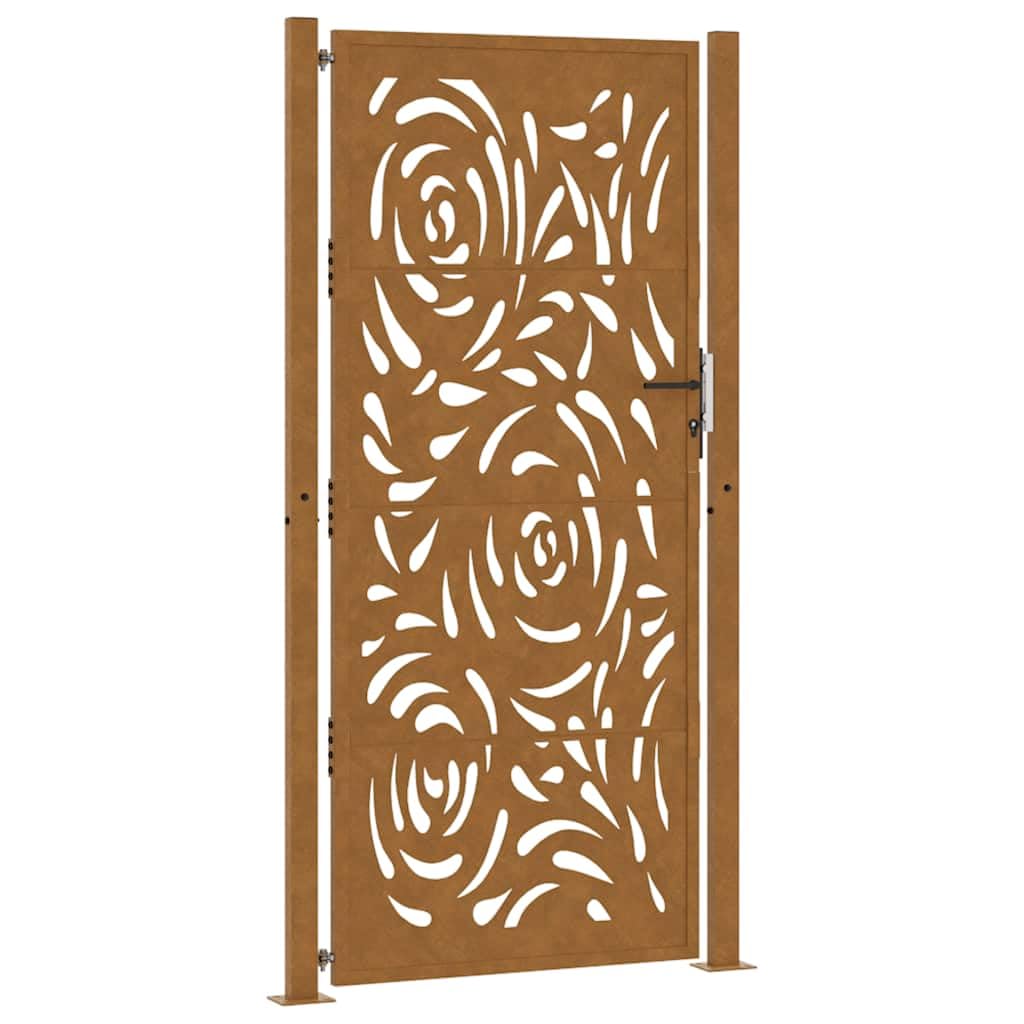 Generico Cancello da Giardino 105x205 cm in Acciaio corten con Design a Fiamma,Marrone,29.3kg,4100998