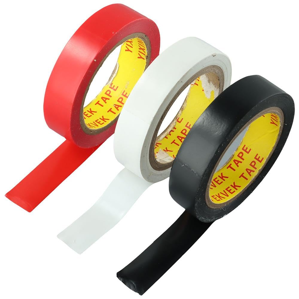 SHUATI 3 Packs Colored Electrical Tape,0.63 inch x 33ft Vinyl Electric Tape,Professional Grade Vinyl Electrical Tape