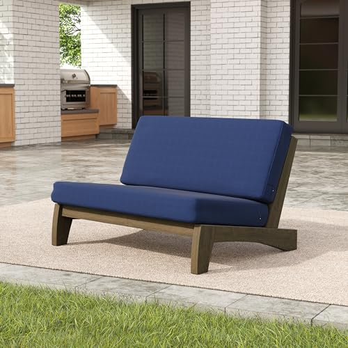 Image of Pia Ricoo 1-Piece Patio Furniture Set, Outdoor Loveseat with 4.5-Inch Thick Cushions, All-Weather Outdoor Sofa for Backyard, Deck, Lawn - Navy