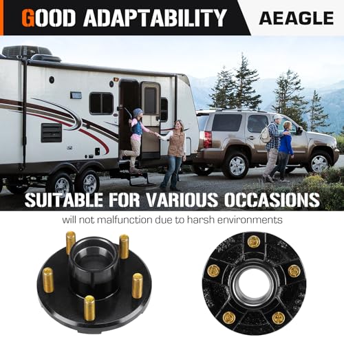 Aeagle 2 Sets 5 on 4.5" Bolt Circle Trailer Hub 5 Lug Idler Hub Kits for 3,500lbs 1-1/16'' to 1-3/8'' Tapered Axle, Replacement for L68149 L44649 Inner & Outer Cone Bearings by Aeagle - Image 8