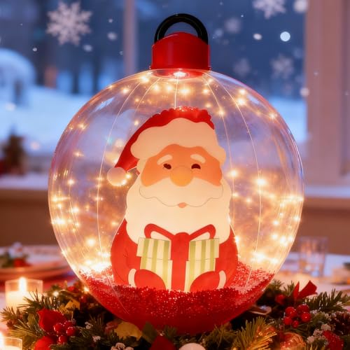 Palline di Natale gonfiabili illuminate, 60 cm, gonfiabili con luce a LED, grandi palline di Natale per esterni