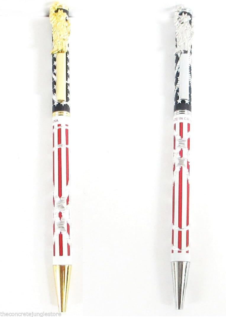 Statue of Liberty Flag Metal Pen, New York Souvenir Pen Gold & Silver Set of 2