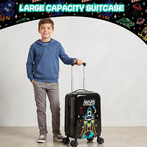 Image of Kid's Luggage Set 2 Piece Suitcase Set Hardside Luggage with Spinner Wheels Boys Carry on Toddler Travel Rolling Suitcase Airline Approved