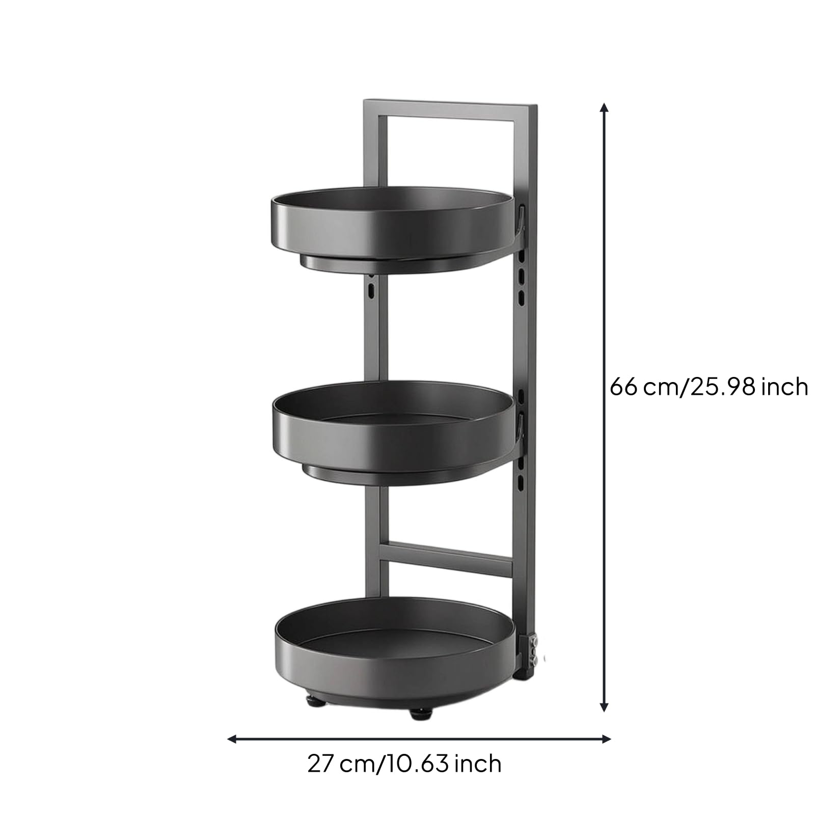 rockible Étagère à Épices sur Pied Étagère Rotative Compact Rangement, Trois Couches, Gris Fusil
