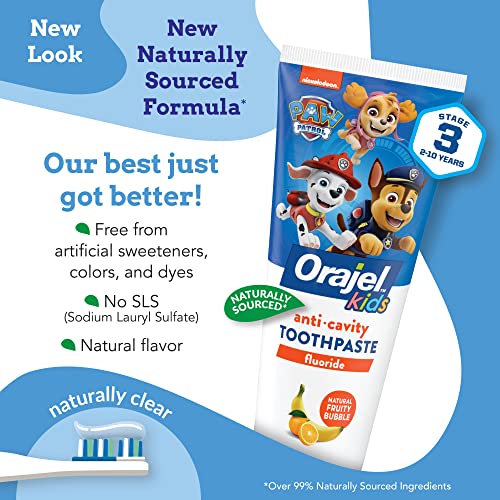 Orajel Kids Paw Patrol Anti-Cavity Fluoride Toothpaste, Natural Fruity Bubble Flavor, 4.2Oz Tube #TOP1