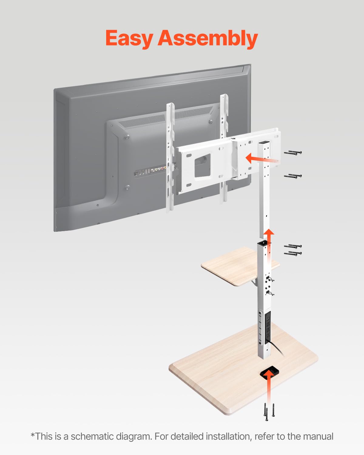 VEVOR rollbarer TV-Ständer Fernsehständer für 812,8-1778 mm TVs bis zu 40 kg, 25° Links-Rechts-Drehung & höhenverstellbare TV-Halterung mit Ablage für Schlafzimmer Wohnzimmer (max. 600 x 400 mm)