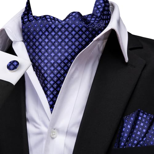 Image of Dubulle Paisley Floral Ascot for Men Self Tie Mens Cravat and Pocket Square Cufflinks Wedding