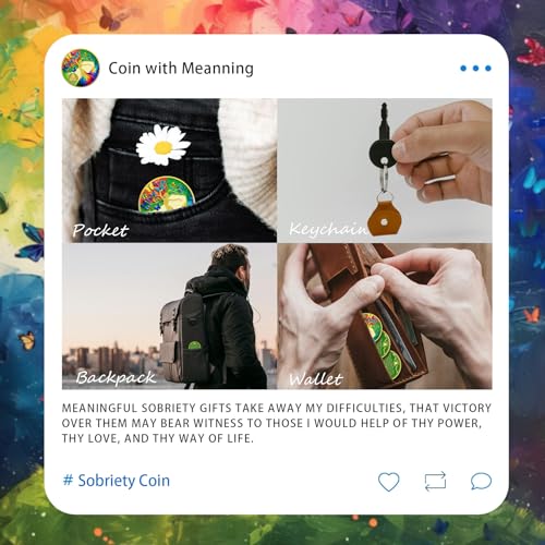 artsy 3 month sobriety coin - colorful butterfly 90 day aa sobriety chip - tree of life recovery addiction na aa chips and medallions - 1-20 years clean alcoholics anonymous gifts for women men