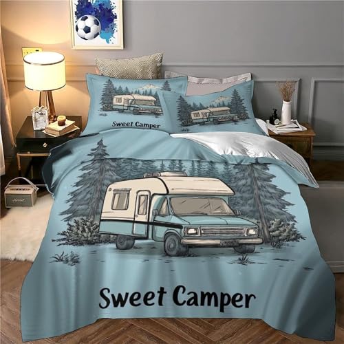Housse de couette 135x200 camping-car imprimé 3D parure lit douce