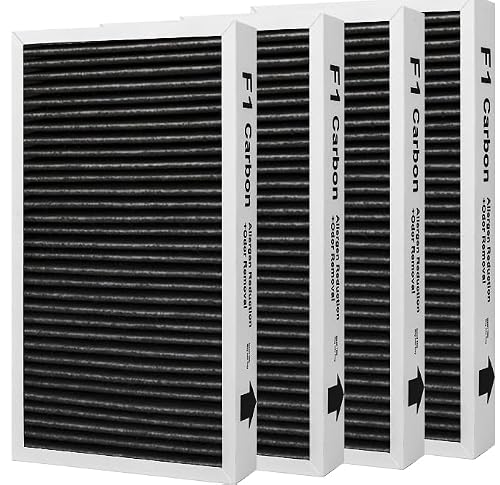 WOCASE 4 Packs F1 Carbon Allergen Reduction+Odor Removal, F1 HEPA Replacement Filter for Air Purifier Compatible with 3M Filtrete C01 T02 Room Air Purifier FAP-C01-F1&FAP-T02-F1