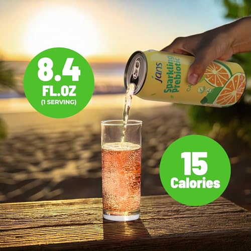 Image of Jans Sparkling Prebiotic Soda Beverage - Calamansi 8.4 Fl Oz (24-Pack) - Low Calorie, NO Added Sugar, Non-GMO Sparkling Fruit Beverage, Gut Health Support