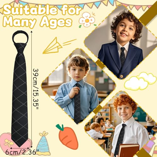 Pre-tied Ties for Boys Kids, Adjustable Boys Tie Zipper Tie for Uniforms Wedding School Party Celebration Cosplay4