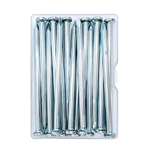 Image of 15pcs 4 inch Wall Nails,Galvanized Hardware Nails,Good Hardness Masonry Nails for Hanging Pictures,White Zinc Plated Concrete Nails