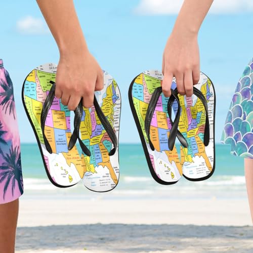 Nander Color World Map Sandal Flip Flops of Men's & Women's,Beach Slippers Flip Flops Shower Shoes4