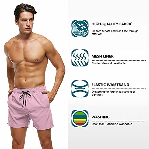 Image of Tyhengta Men's Swim Trunks Quick Dry Beach Shorts with Zipper Pockets and Mesh Lining