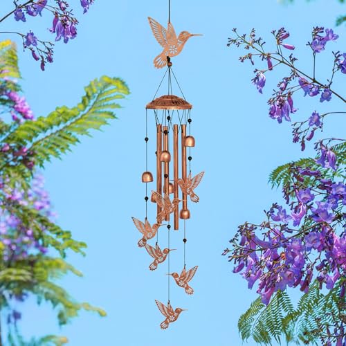 GDNSFIT Hummingbird Wind Chimes for Outside,Metal Windchimes,Hummingbird Gifts for Women/Men,Wind Chime Garden Decor Outdoor,Memorial/Housewarming/Birthday/Festival Gifts,Front Yard Decor
