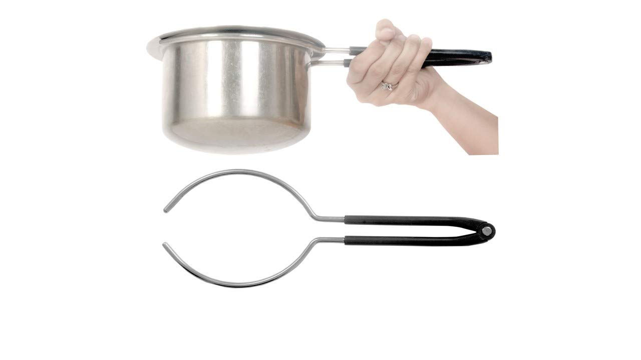 Light Weight, Unique & Beautifully Designed Stainless Steel Vessel Lifter/Gripper/Holder/Pakkad/Chimta/Tong with Easy Gripping Heat Resisting Aluminium Powder Coated Smart Handle.