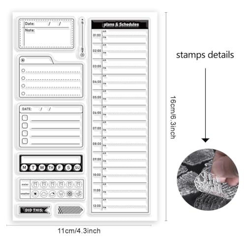 ORIGACH Plans and Schedule Clear Stamps for Card Making Time Planner Transparent Silicone Stamps for DIY Scrapbooking Journaling Photo Album Crafts Suppplies - Image 2