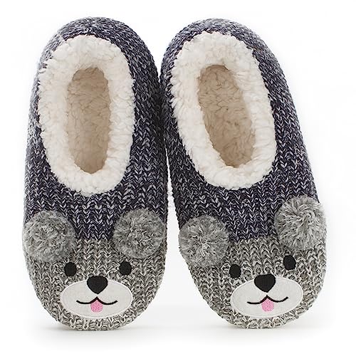 Image of The Metluks Cute Animal House Slippers, Warm Fuzzy Slipper Socks with Grippers Non Slip, Cozy Funny Gifts