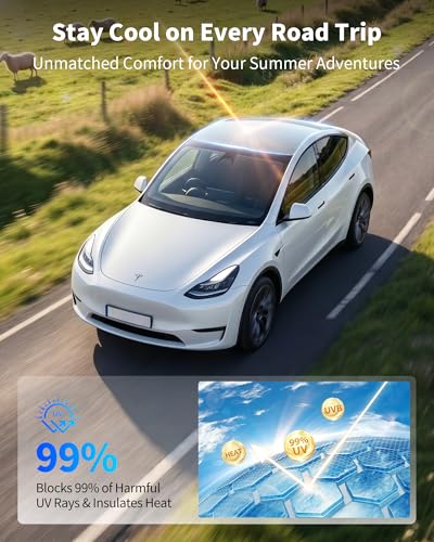 Image of Roof Sunshade for Tesla Model 3 2020-2026, Light Gray Light Fitering Glass Roof Sun Shade, Heat Insulation Sunroof Shade, No Sagging Custom Fit Model 3 Accessories, Light Filtering