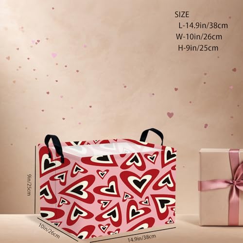 Image of Cute Heart Valentine's Day Basket Gifts Empty Storage Basket for Kid and Baby Room Decor (Abstract Black Red Love)