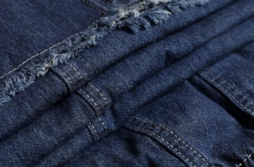 utcoco Women's Maxi Denim Skirt Retro Elastic High Waist A-Line Frayed Hem Hippie Long Jean Skirts4