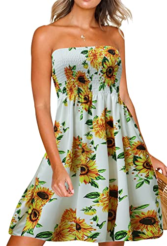 Image of Zyyfly Womens Summer Beach Dresses Strapless Cover Ups Dress Tube Top Sundresses