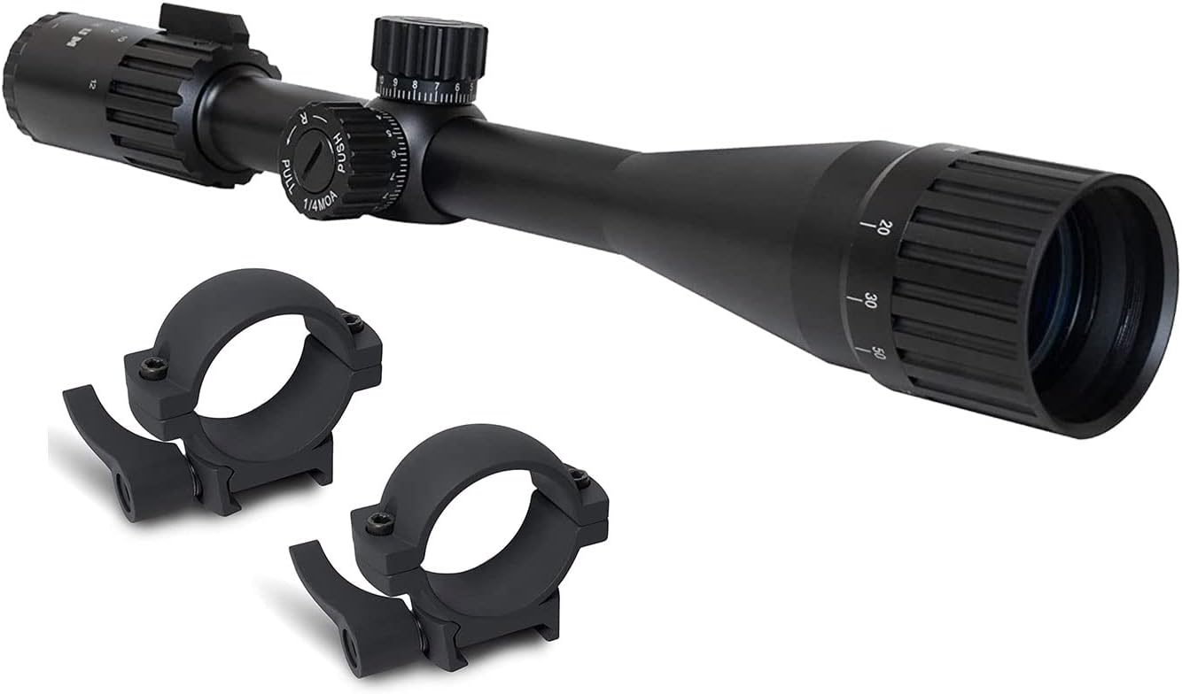 Monstrum Picatinny/Weaver Scope Rings with Quick Detach Lever | 1 inch Diameter/Medium Profile | 4-12x44 Rifle Scope with Adjustable Objective | Bundle : Sports & Outdoors