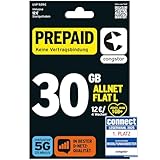 congstar Prepaid ALLNET L SIM-Karte ohne Vertrag I 30 GB Vielsurfer Prepaid-Paket in D-Netz-Qualität I 5G mit 25 Mbit/s + 12€ Startguthaben I Telefonie & SMS Flat in alle dt. Netze I EU-Roaming inkl.