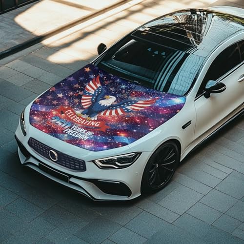 Image of American 250 Anniversary Hood Wraps for Cars Hood Wrap Protector Washable Car Hook Elastic Fabrics Can be Washed Hook Wraps
