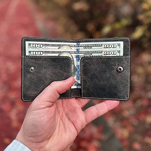 Wowlett Leather Wallets For Men, Credit Card Holder - Minimalist Slim Wallet for Men, Bifold, Front Pocket Wallets For Men, Men Accessories (Snap Fastener, Black)3