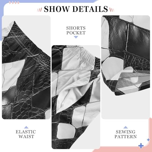 Boys' Pants Black White Snakeskin Checkereds Long Bottoms Jogger Pants Elastic Waist Trousers with Pockets S-XL4