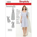 Simplicity 1800 Women's Open Neckline Dress Sewing Patterns, Sizes 20W-28W