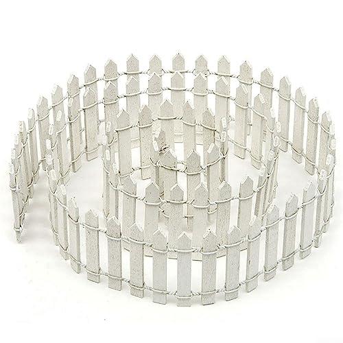 Mini recinzione in legno, 5 x 100 cm, decorazione paesaggistica, adatta per la casa e il giardino, accessori fai da te, bianco