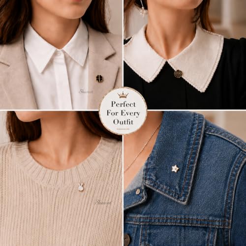 Image of Flower Shape Lapel Pin for Men & Women, Stainless Steel Suit Pin with Secure Spring Clasp, Lightweight Decorative Pin for Blazers Jackets Shirts Bags and Accessories