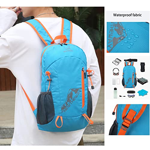Mochila deportiva ligera plegable 20L Lywencom azul miniatura 6