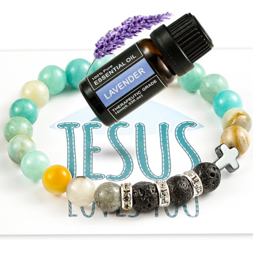 ToMike Christian Gifts for Women Natural Stone Bracelet with Lavender Essential Oil Christian Gifts for Women2