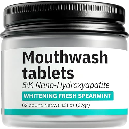 Mouthwash Tablets with Nano-Hydroxyapatite Alcohol & Fluoride Free Natural Oral Care Whitening Mouth Wash Tabs for Dry Mouth & Bad Breath. Travel-Friendly Eco & SLS-Free