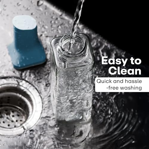 Image of PRIME PICK 500ml Oil Dispenser Bottle - Leak-Proof Glass with Auto-Flip Cap, Stainless Steel Spout, Quick Oil Return, BPA-Free, 30cm Tall, Easy to Refill & Clean, Slim Grip, Transparent Body Set of 2.