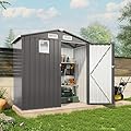 Vigo huseeo 6x3.6FT Outdoor Storage Shed, Galvanized Steel Garden Shed with Lockable Door & Window, Waterproof Metal Tool Storage for Garden, Backyard, Patio, Lawn(Peak Roof)