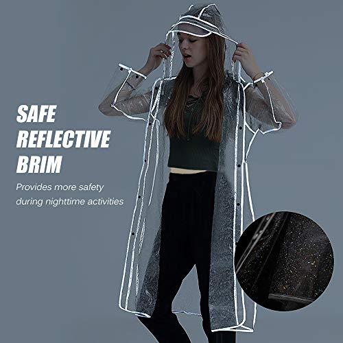 DECDEAL Capa de chuva impermeável feminino masculino capa de chuva transparente leve com capuz capa