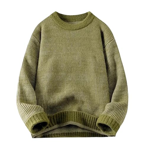 Men's Crew Neck Sweater Casual Long Sleeve Knit Pullover Solid Color Loose Fit Fall Winter Top