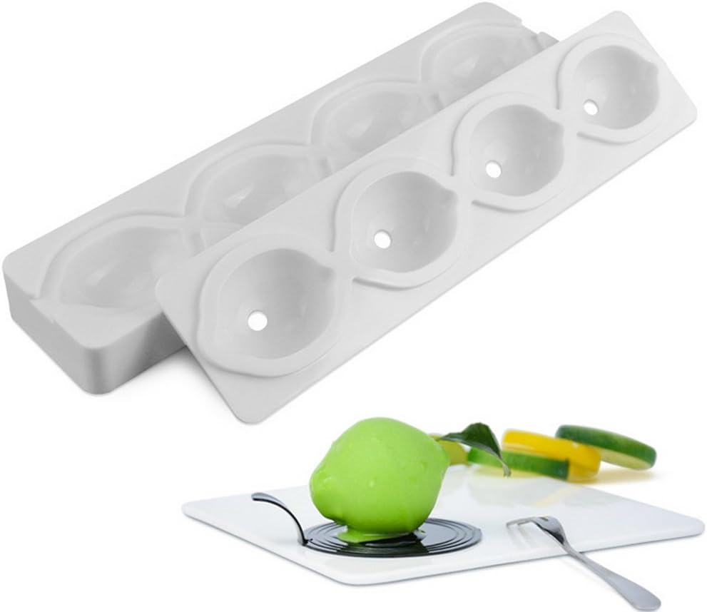 Silicone French Mousse Cake Molds 3D Bakeware DIY Mould, 4 Holes Lemon Shape