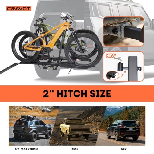 Image of CyberRack 300lbs Ebike Rack with Ramp for 2 Ebike | , Heavy Duty Foldable Electric Bike Racks for Tow Hitch Heavy Electric Bike Carrier, Up to 5-inch Fat Tire 2'' Receiver