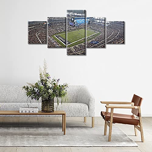 American Decor Cowboys Soccer Team Pictures Paintings 5 Panel Canvas Wall Art At&T Stadium Artwok Dallas, Texas, Us Wall Decor For Living Room Giclee Framed Ready To Hang, 50" Wx24 H #TOP1