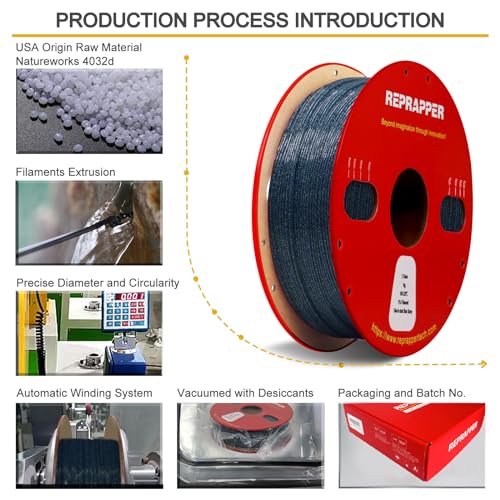 Image of RepRapper Glitter Glow in The Dark Blue 3D Printer Filament, Shiny Galaxy 1KG PLA Filament (2.2lbs) 1.75mm, Sparkle Laser Series 3D Printing Filament for 3D Printer