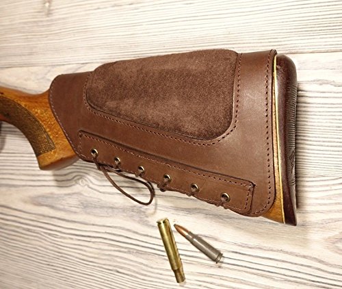 vsdfvsdfv Rifle Cheek Pad/Cheek Riser/CheekRest by Marksmanship/Leather and Suede (Dark Brown Right Handed)