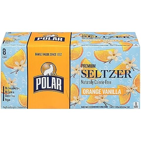Polar Seltzer Water Orange Vanilla, 12 fl oz cans, 8pk Cover