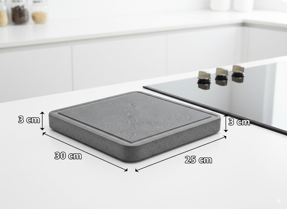 Piedra Volcánica PIEDRASAR para Asar Carne a la Piedra - Apta para barbacoa, fuego directo y horno- Con surco antigoteo y medida de 30x25x3